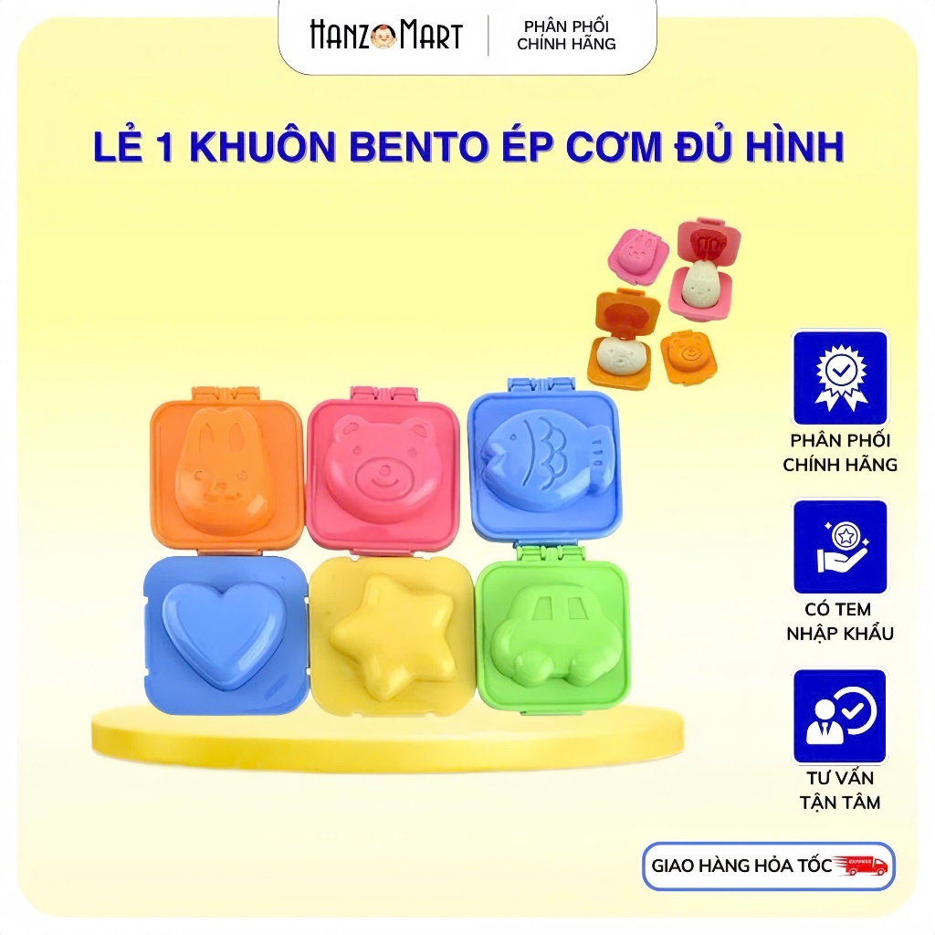 Khuôn cơm bento ép cơm làm đậu hũ cho bé ăn dặm