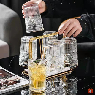 Bộ 6 cốc thủy tinh Delisoga vân nổi cao cấp, dung tích đa dạng, tiện dụng cho gia đình và tiệc tùng