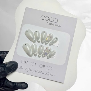 (Hỏa Tốc) Nail Box thiết kế G007 mắt mèo kim cương đính nơ thủy tinh cao cấp