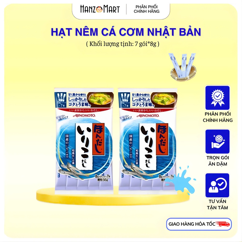 Hạt nêm cho bé ăn dặm cá cơm Ajinomoto Nhật cho bé ăn dặm 56g - hanzomart