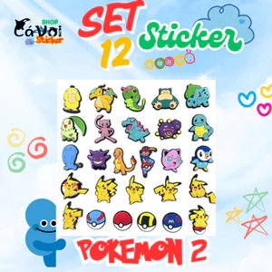 Set 12 Sticker/ Charm gắn dép POKEMON 2- siêu đáng yêu