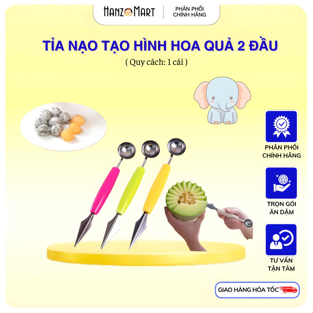 Tỉa nạo tạo hình hoa quả 2 đầu cho bé