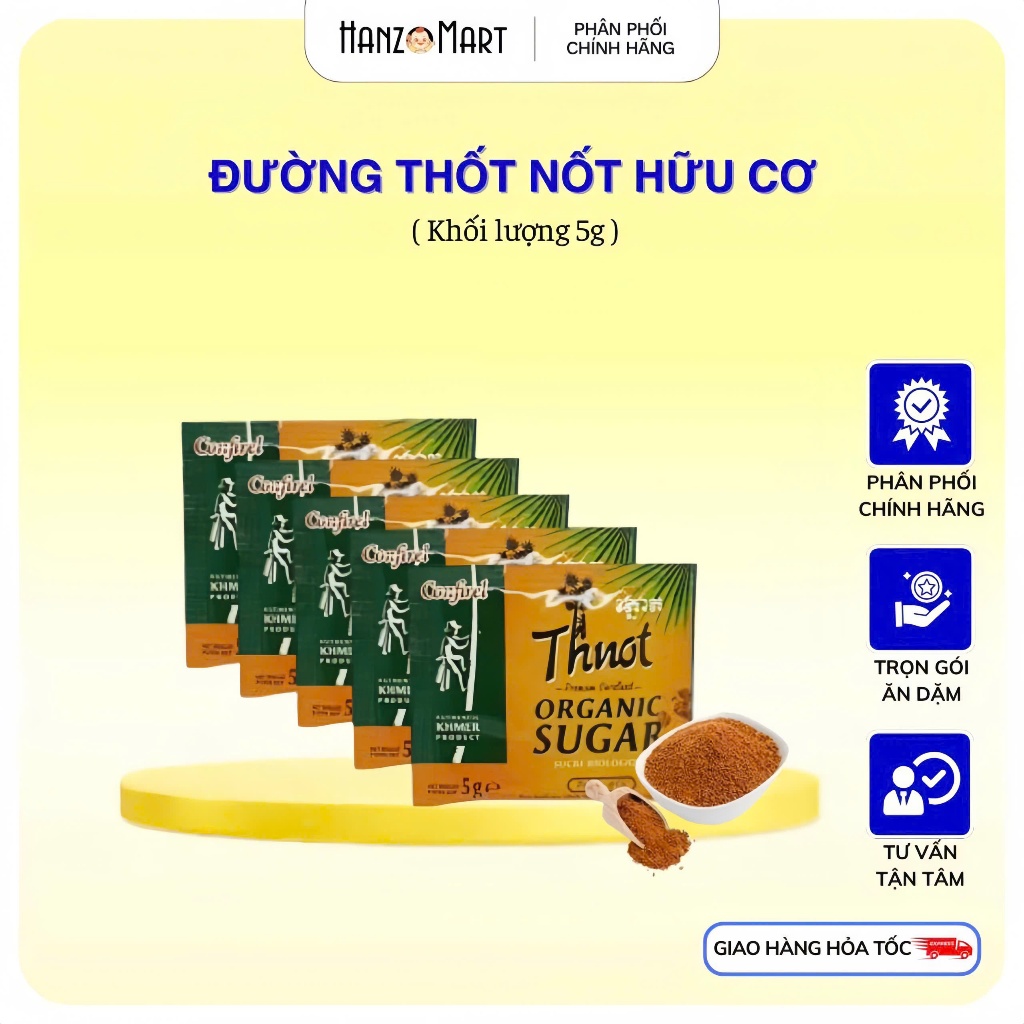 Đường thốt nốt hữu cơ tạo ngọt cho bé ăn dặm 5g hanzomart