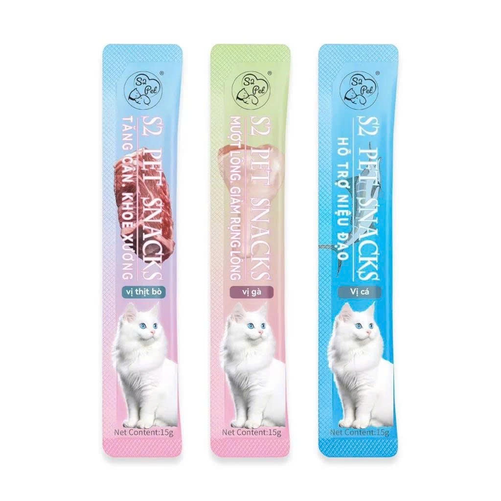 [Combo 50] Súp Thưởng Cho Mèo S2PET 15g Thịt Tươi Nguyên Chất, Bổ Sung Vitamin, Không Chất Bảo Quản