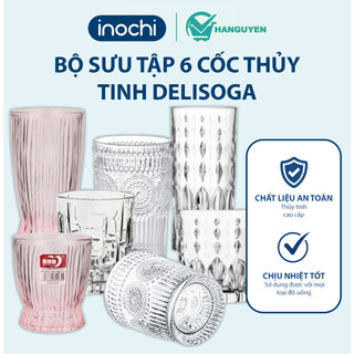 Bộ 6 cốc thủy tinh Delisoga vân nổi cao cấp, dung tích đa dạng, tiện dụng cho gia đình và tiệc tùng