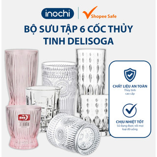 Bộ 6 cốc thủy tinh Delisoga vân nổi cao cấp, dung tích đa dạng, tiện dụng cho gia đình và tiệc tùng
