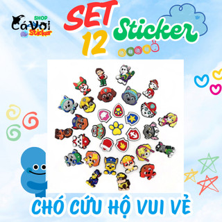 Set 12 Sticker/ Charm gắn dép chó cứu hộ vui vẻ