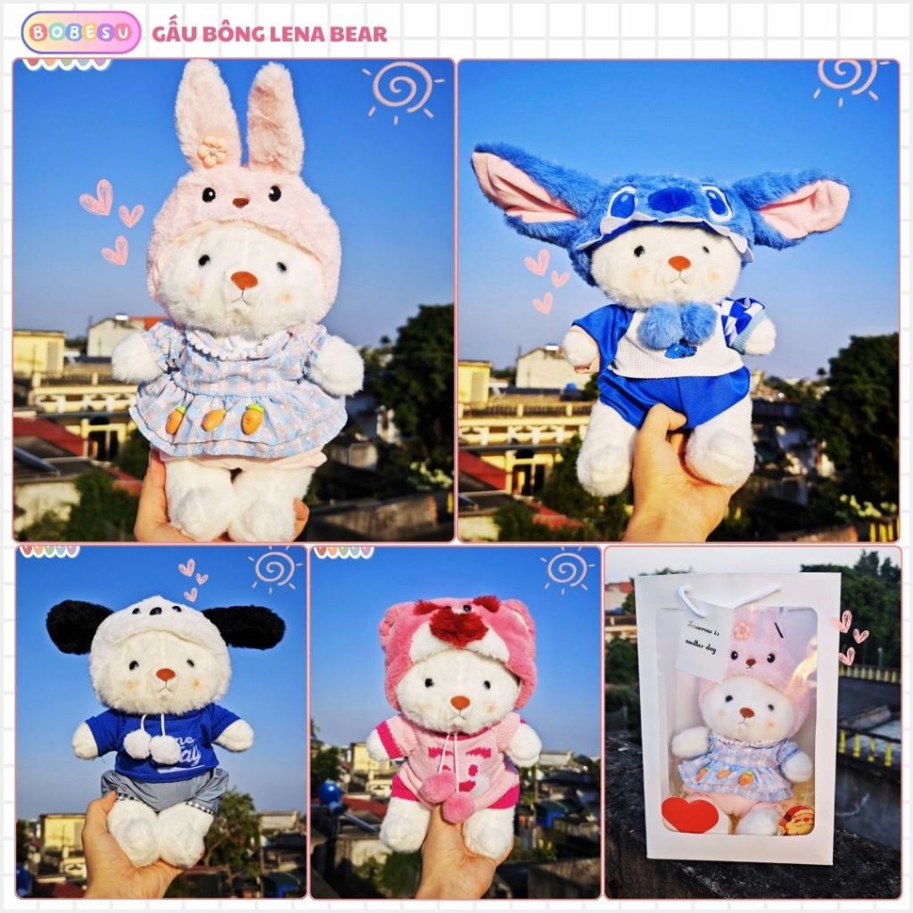 Gấu Bông Lena Cosplay Stitch Thỏ Cún Khủng Long Quần Áo Có Thê Tháo Rời Làm Quà Tặng Cho Trẻ Em, Bạn Gái Ngày Sinh Nhật