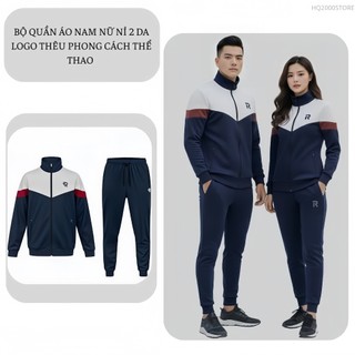 Bộ đồ đôi Nam Nữ nỉ 2 da Cao Cấp–Logo Thêu Sắc Nét – Phong cách thể thao,mặc tập Gym,chạy bộ,đi Chơi