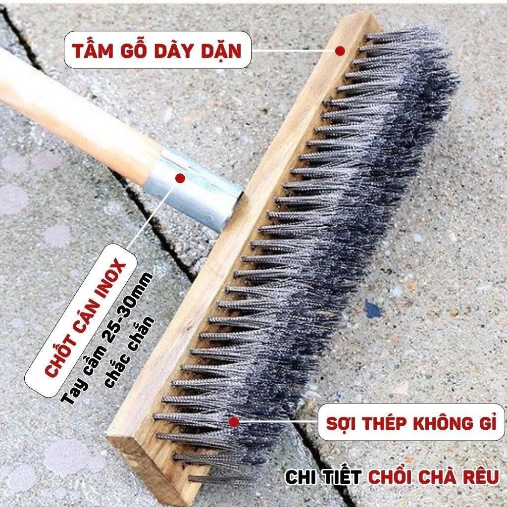 Chổi Sắt Cọ Rong Rêu 30CM DASEP Chổi Sắt Đa Năng Đánh Bay Mọi Vết Bẩn Cứng Đầu, Chổi Sắt Chà Sàn Không Kèm Cán