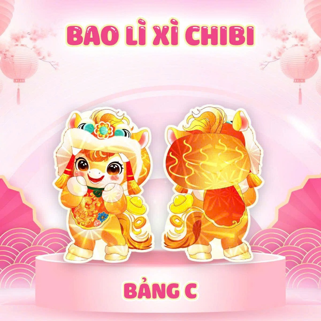 Lì Xì Chibi Chi Bi Hoạt Hình Tết Bính Ngọ Hình Ngựa Phản Quang Lấp Lánh Dầy Dặn - Đồ Chơi Cho Bé PUKAPI