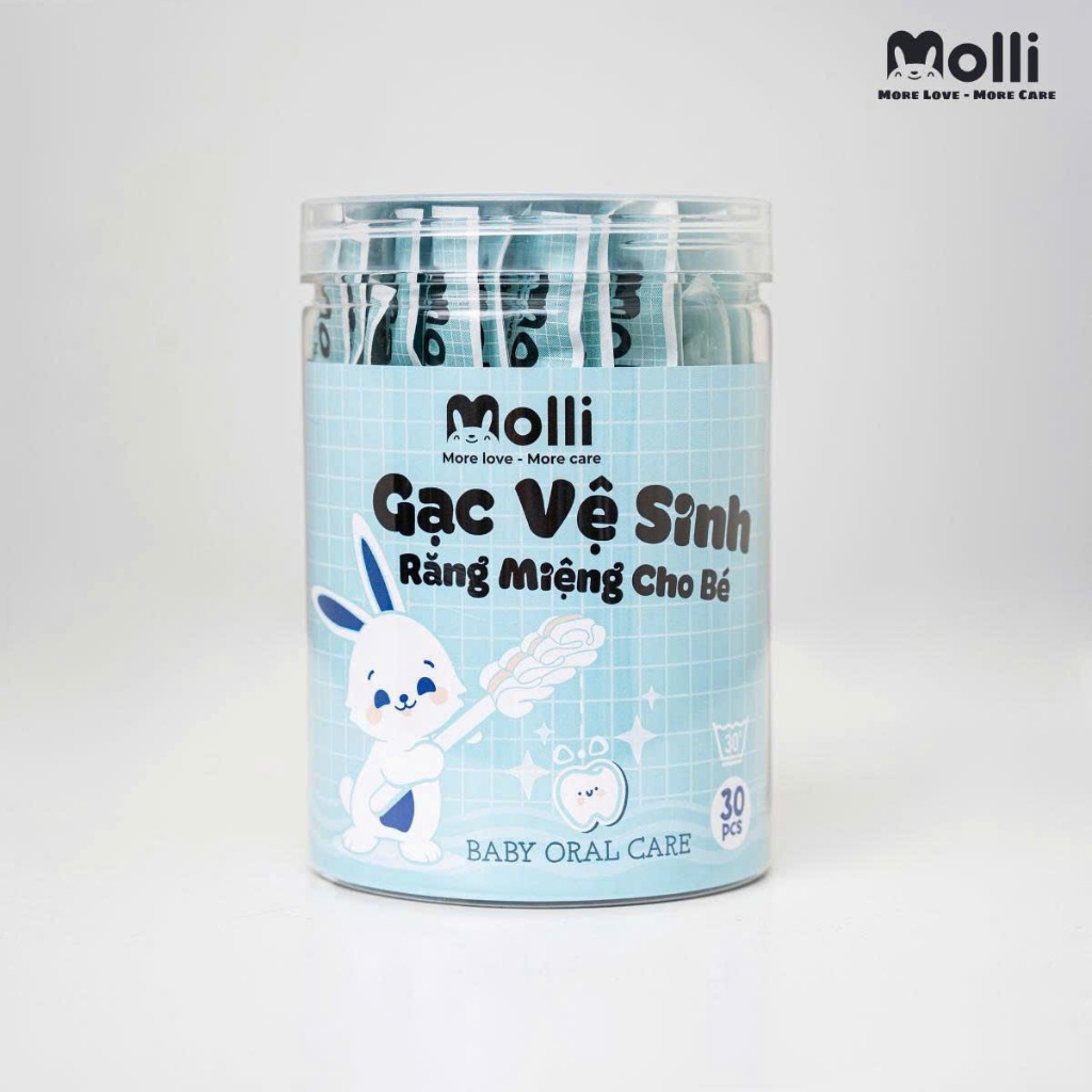 Gạc Rơ Lưỡi Trẻ Em Molli Tiệt Trùng - Hộp 30 Que