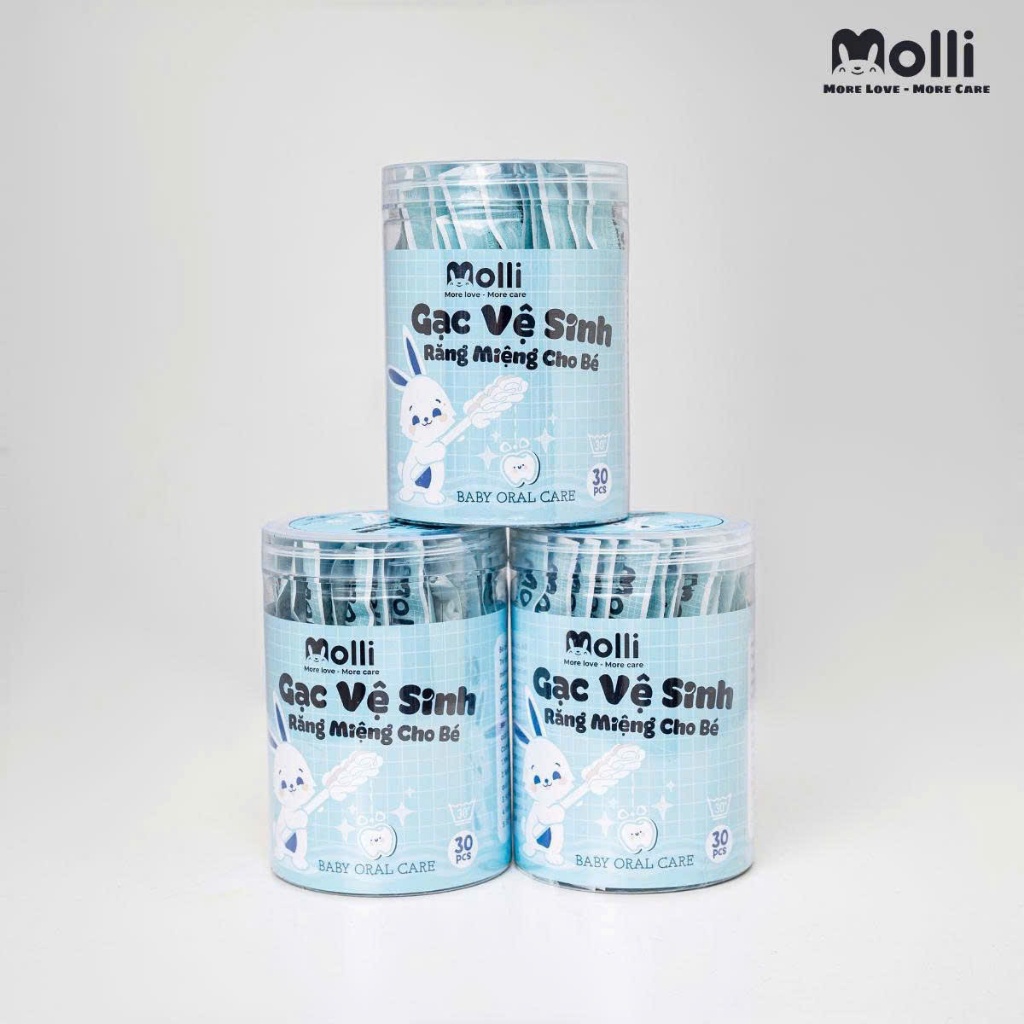 Gạc Rơ Lưỡi Trẻ Em Molli Tiệt Trùng - Hộp 30 Que