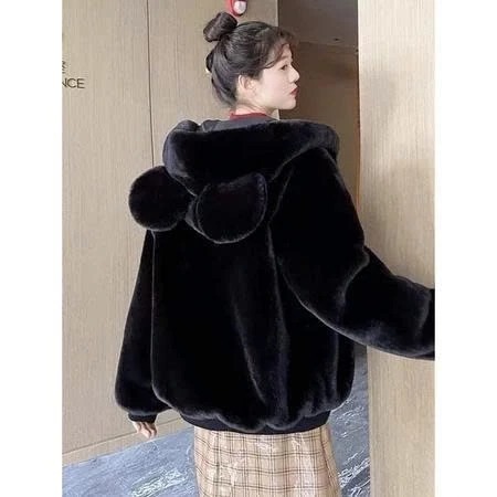 Áo khoác lông Thỏ đẹp có mũ HOTTREND, ÁO KHOÁC LÔNG ẤM ÁP