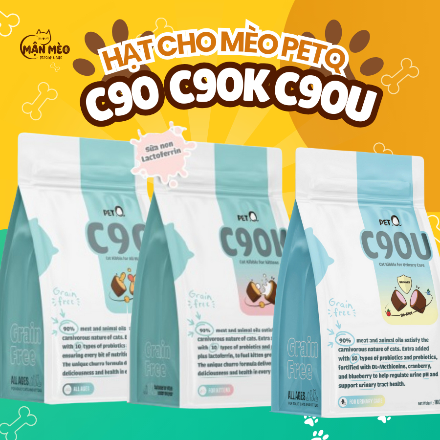 Hạt cho mèo PetQ, Hạt cho mèo có nhân Churro C90 90% từ thịt & dầu động vật, Dinh dưỡng, dễ tiêu hóa