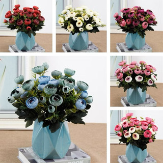 Chùm hoa hồng trà gấm phong cách cổ điển decor - Hoa lụa trang trí-Hoa lụa Hạnh Hoan