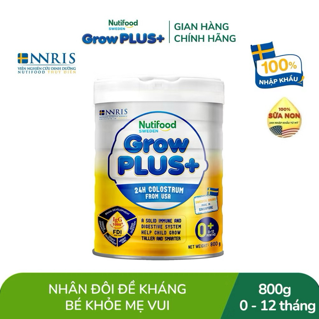 Sữa Bột GrowPLUS+ Sữa Non Vàng 0+ Lon 800g