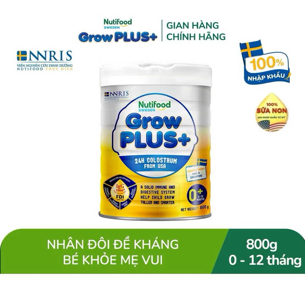 Sữa Bột GrowPLUS+ Sữa Non Vàng 0+ Lon 800g