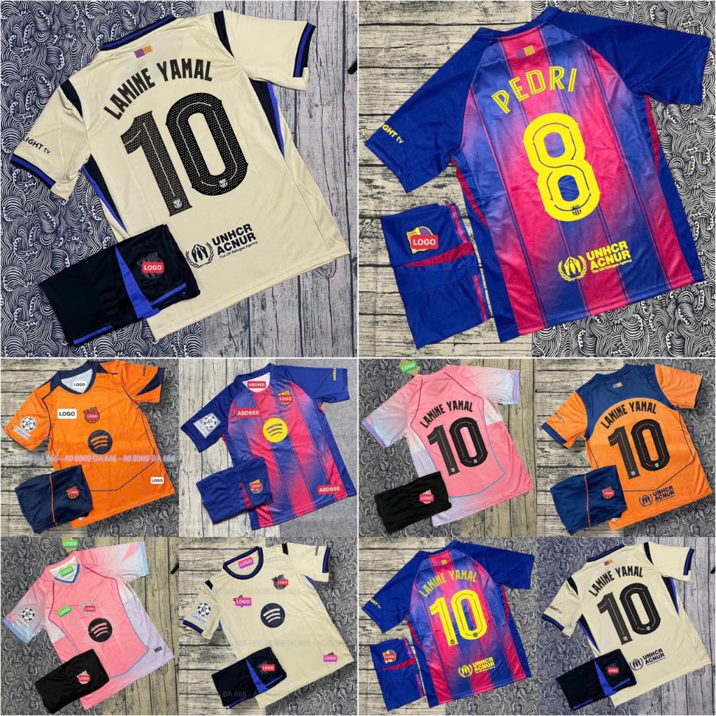 Bộ Quần Áo Bóng Đá Câu Lạc Bộ Barcelona Sân Nhà - Sân Khách Mùa Giải 2025/2026 - Vải Thái Cao Cấp - Chuẩn Thi Đấu
