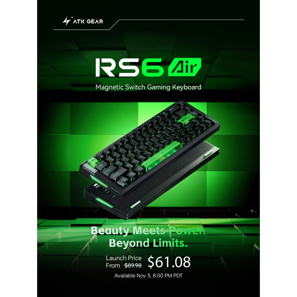 Bàn phím từ tính ATK RS6 Air Gaming Esports Hall Effect Keyboard ...