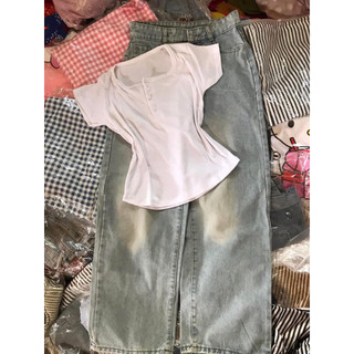 mở bán sét quần bò kèm áo baby  tee siêu đẹp ơi ơi