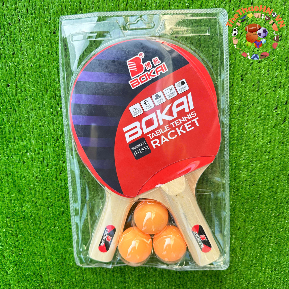 Bộ 2 Vợt Bóng Bàn Bokai Tặng Kèm 3 Bóng - Vợt Bóng Bàn Trẻ Em Học Sinh ...
