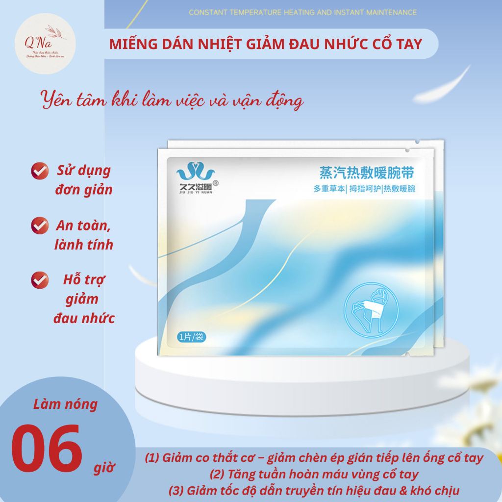 Miếng dán nhiệt cổ tay giảm đau nhức mỏi cổ tay do thể thao, bê vác nặng sai tư thế, dùng máy tính điện thoại lâu...