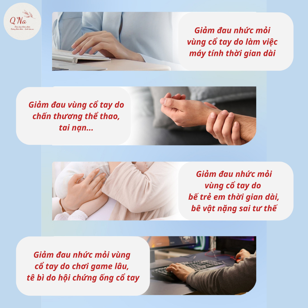 Miếng dán nhiệt cổ tay giảm đau nhức mỏi cổ tay do thể thao, bê vác nặng sai tư thế, dùng máy tính điện thoại lâu...