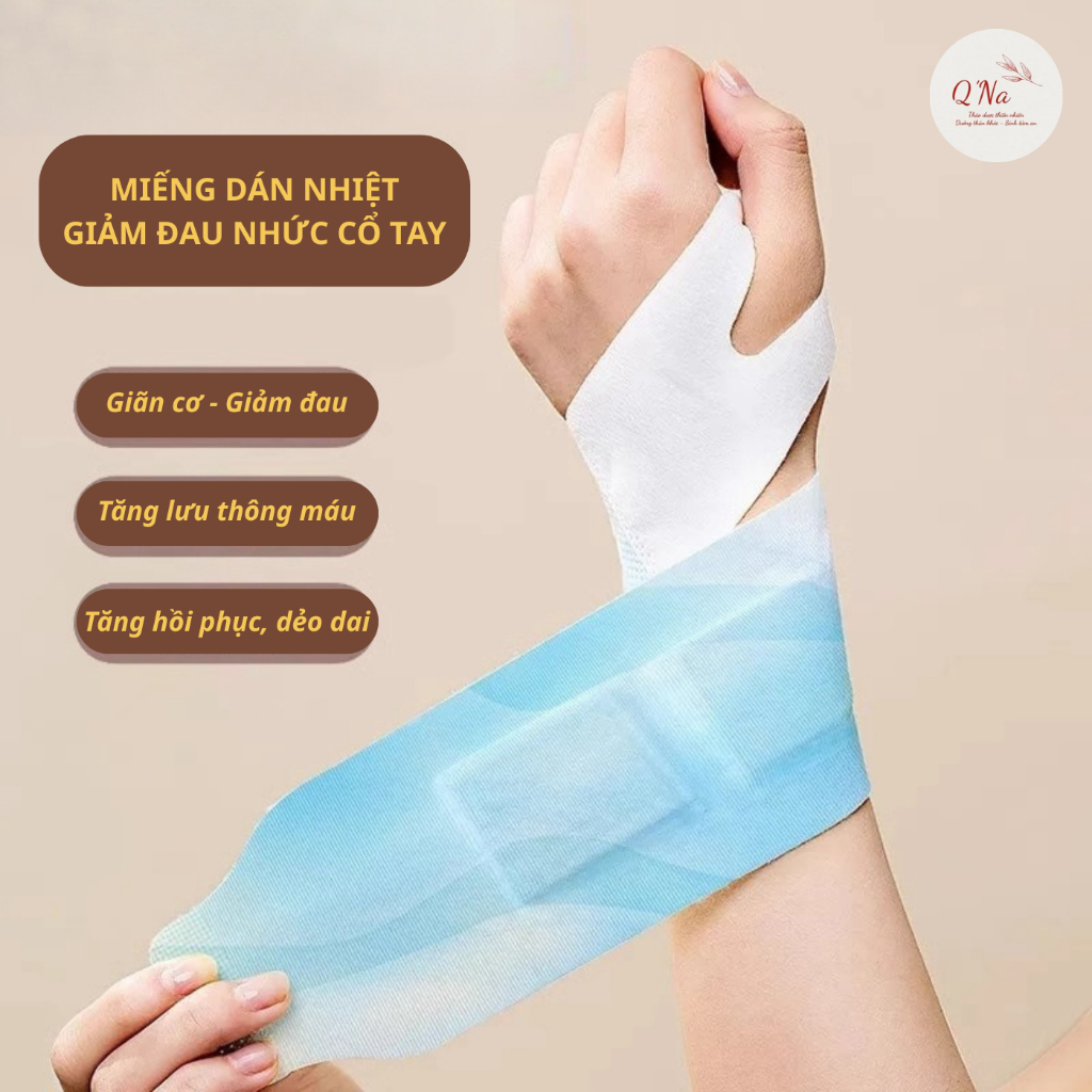 Miếng dán nhiệt cổ tay giảm đau nhức mỏi cổ tay do thể thao, bê vác nặng sai tư thế, dùng máy tính điện thoại lâu...
