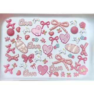 Set 12 Sticker/ Charm gắn dép màu hồng kute mới