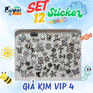 Set 12 Sticker/ Charm gắn dép giả kim VIP 4