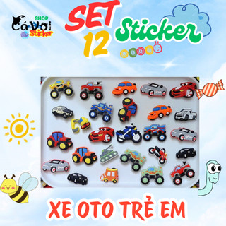 Set 12 Sticker/ Charm gắn dép xe oto trẻ em nhiều mẫu vui nhộn