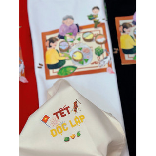 [TẾT ĐỘC LẬP] Áo thun Unisex form rộng tay lỡ in hình Tết tranh vẽ truyền thống chất Cotton Premium 250gsm