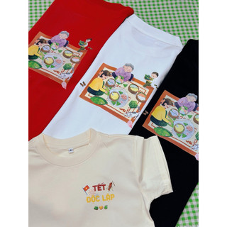[TẾT ĐỘC LẬP] Áo thun Unisex form rộng tay lỡ in hình Tết tranh vẽ truyền thống chất Cotton Premium 250gsm