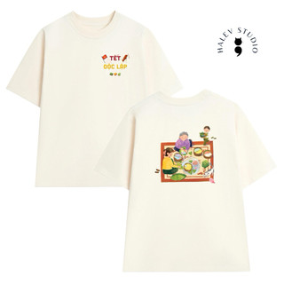 [TẾT ĐỘC LẬP] Áo thun Unisex form rộng tay lỡ in hình Tết tranh vẽ truyền thống chất Cotton Premium 250gsm