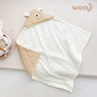 KEMBABY - CHĂN Ủ XÔ MUSLIN TRẦN BÔNG WOOYI KẺ MÀU ĐÍNH THÚ
