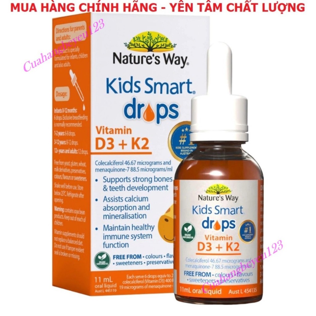 Chai 11ml Nature's Way Kids Smart Drops Vitamin D3 + K2 - D3K2 - Giúp ...