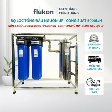 Máy Lọc Tổng Đầu Nguồn UF Flukon 5000L Cho Chung Cư, Hộ Dân Cư, Biệt Thự Phố Công Suất 5000L/H