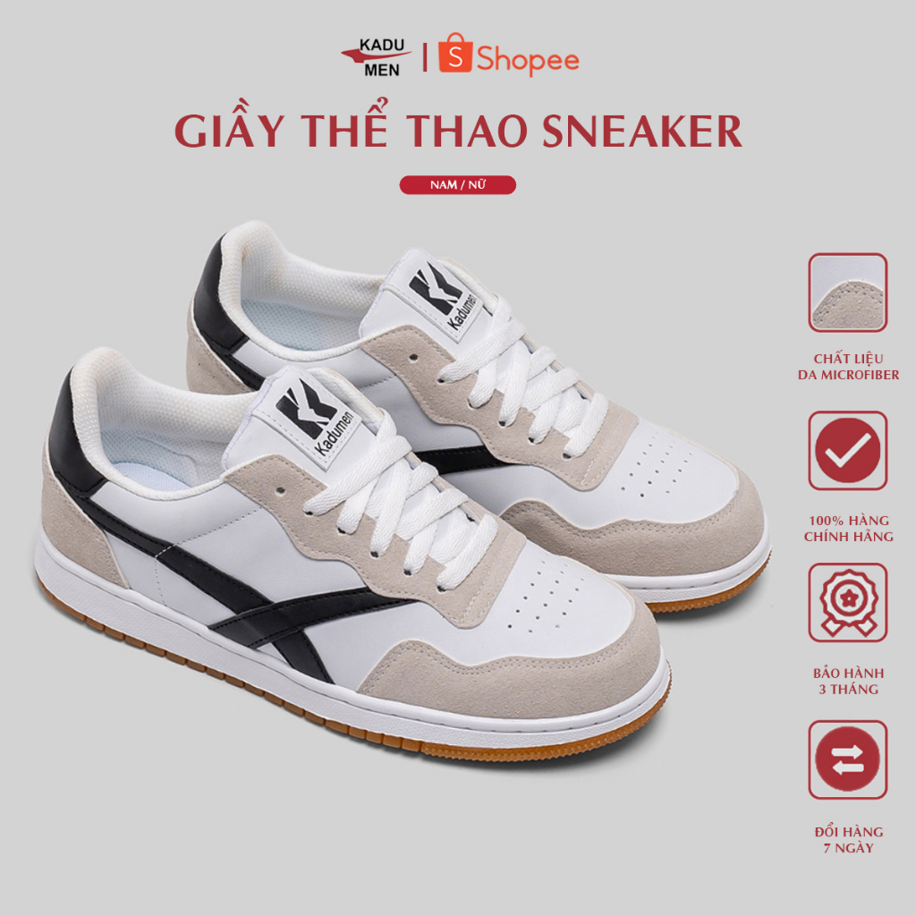 Giày Thể Thao Nam Nữ KADUMEN, Da microfiber Đế cao Su Chống Trơn Trượt, size 36- 44 Mã KD006