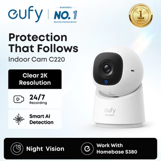 【HOT】Eufy by Anker – Camera An Ninh Trong Nhà C220 | Độ phân giải 2K | Theo dõi AI | Quan sát 360° | Hỗ trợ nhìn đêm