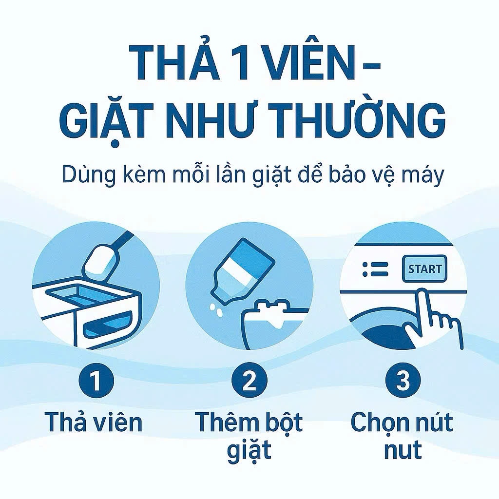 Viên tẩy lồng máy giặt Denkmit ,tẩy cặn canxi, mềm vải, tăng tuổi thọ máy giặt | BigBuy360 - bigbuy360.vn