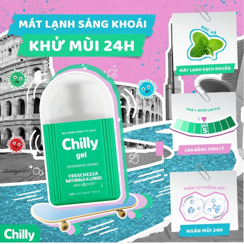 (SẠCH THOÁNG DỊU NHẸ)Combo 2 Dung dịch vệ sinh Chilly Gel+Delicato 200ml sạch thoáng tự nhiên, dịu êm cho da