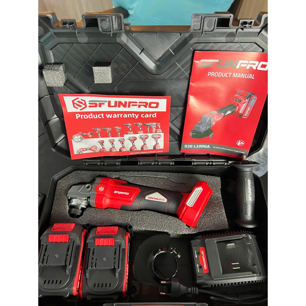 Máy mài góc pin 20V SFUNPRO S20 L100GA, chân pin phổ thông, động cơ không than