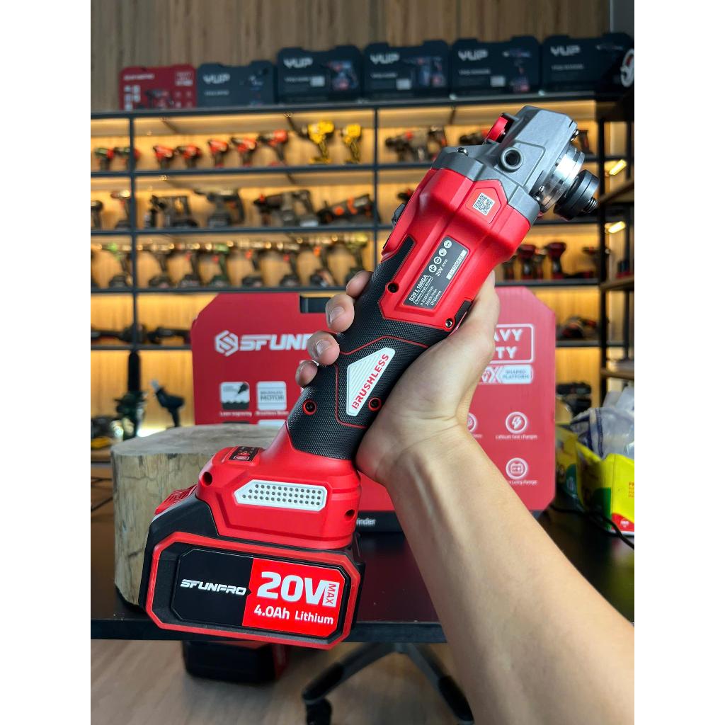 Máy mài góc pin 20V SFUNPRO S20 L100GA, chân pin phổ thông, động cơ không than