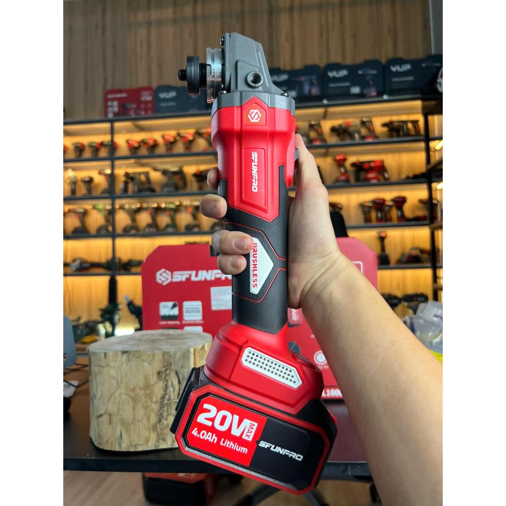 Máy mài góc pin 20V SFUNPRO S20 L100GA, chân pin phổ thông, động cơ không than