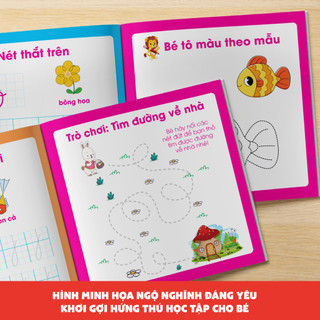 Bộ 4 Cuốn Sách Tô Xóa Thông Minh – Bé Vui Học Số, Bé Vui Học Chữ, Bé Vui Tập Viết, Bé Tập Vẽ Hình Khối & Màu Sắc - Tặng