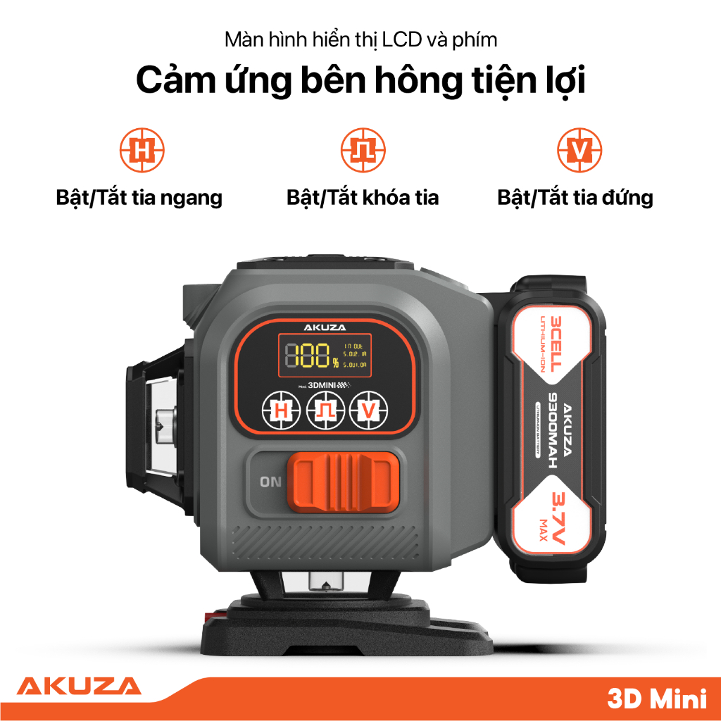 Máy cân bằng laser chính hàng AKUZA 3D Mini Pro nhỏ gọn siêu sáng thi công trong nhà