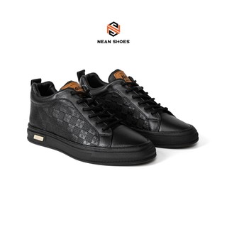 [ NEAN SHOES ] Giày Sneaker Nam Cổ Lửng NEAN Shoes Cao Cấp Đế Cao Su Đúc 5cm Màu Kem Trắng Đen