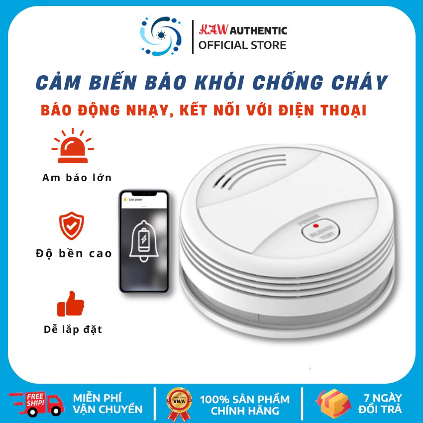 Cảm Biến Khói Báo Cháy KAW Báo Động Không Dây Kết Nối Điện Thoại