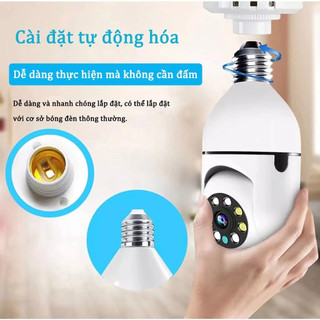 V380 Máy ảnh không dây Wifi E27 Máy ảnh bóng đèn 360 Máy ảnh an ninh Tầm nhìn đêm đầy đủ màu sắc